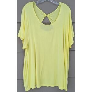Lane Bryant Swing Tunic Short sleeves Back Cutout Yellow Size 26-28 Rayon Spring
